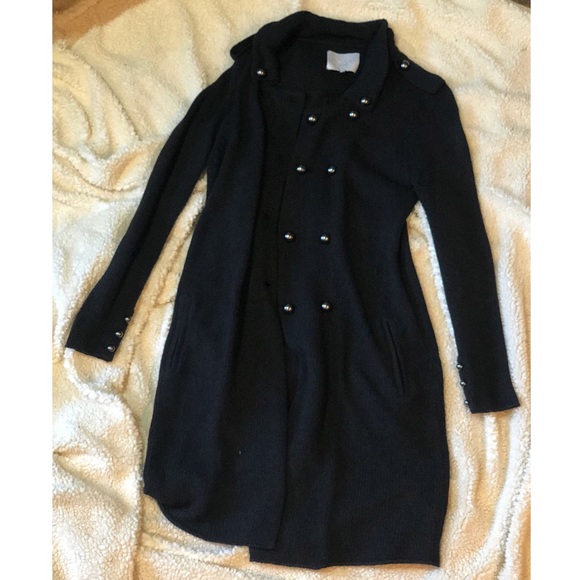 Adam Lippes Long Black Wool Knit Jacket - Picture 1 of 7